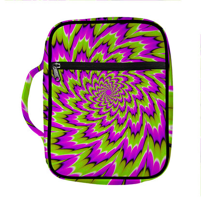Green Explosion Moving Optical Illusion Front Pocket Bible Bag