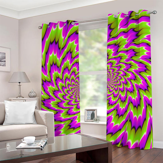 Green Explosion Moving Optical Illusion Grommet Curtains