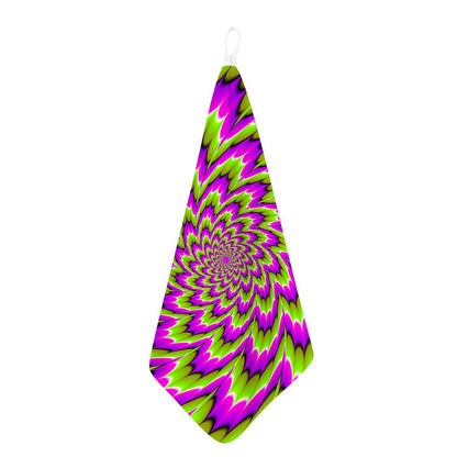 Green Explosion Moving Optical Illusion Hand Towel