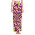 Green Explosion Moving Optical Illusion High Slit Maxi Skirt