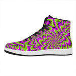 Green Explosion Moving Optical Illusion High Top Leather Sneakers