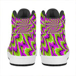 Green Explosion Moving Optical Illusion High Top Leather Sneakers