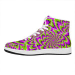 Green Explosion Moving Optical Illusion High Top Leather Sneakers