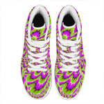 Green Explosion Moving Optical Illusion High Top Leather Sneakers