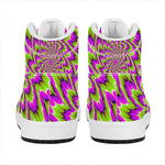Green Explosion Moving Optical Illusion High Top Leather Sneakers