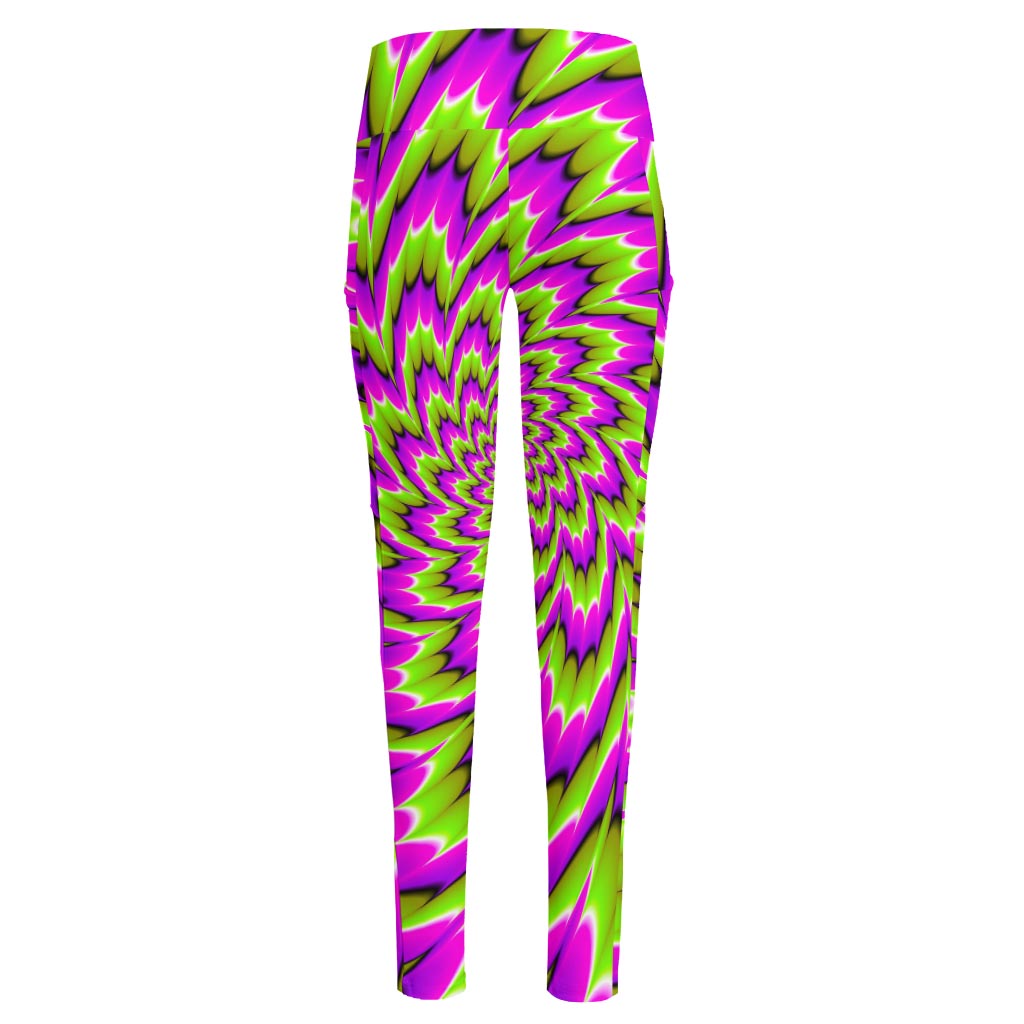 Green Explosion Moving Optical Illusion High-Waisted Pocket Leggings