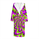 Green Explosion Moving Optical Illusion Hooded Bathrobe