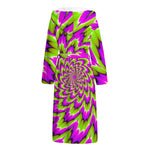 Green Explosion Moving Optical Illusion Hooded Bathrobe