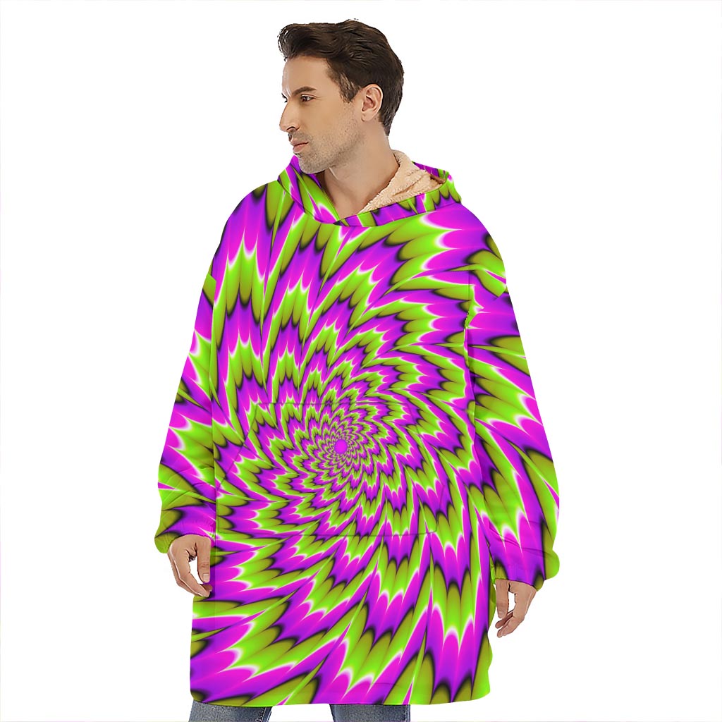 Green Explosion Moving Optical Illusion Hoodie Blanket