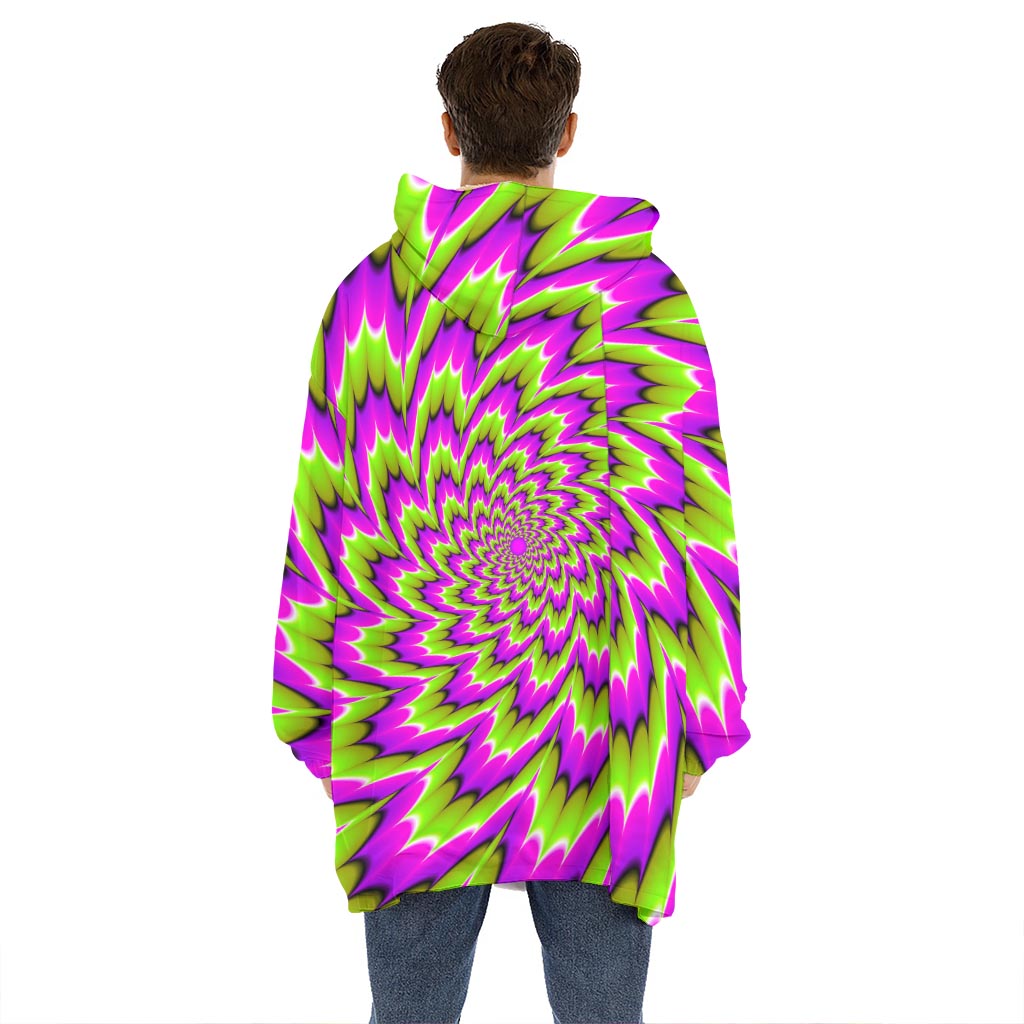 Green Explosion Moving Optical Illusion Hoodie Blanket