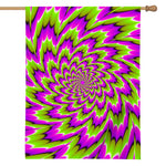 Green Explosion Moving Optical Illusion House Flag