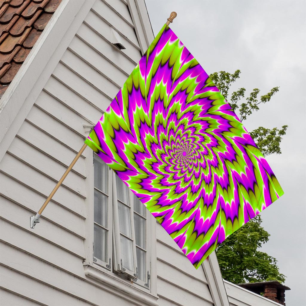 Green Explosion Moving Optical Illusion House Flag