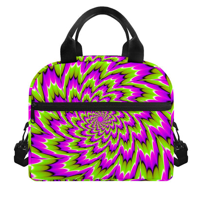 Green Explosion Moving Optical Illusion Insulated Lunch Bag
