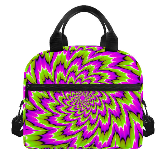 Green Explosion Moving Optical Illusion Insulated Lunch Bag
