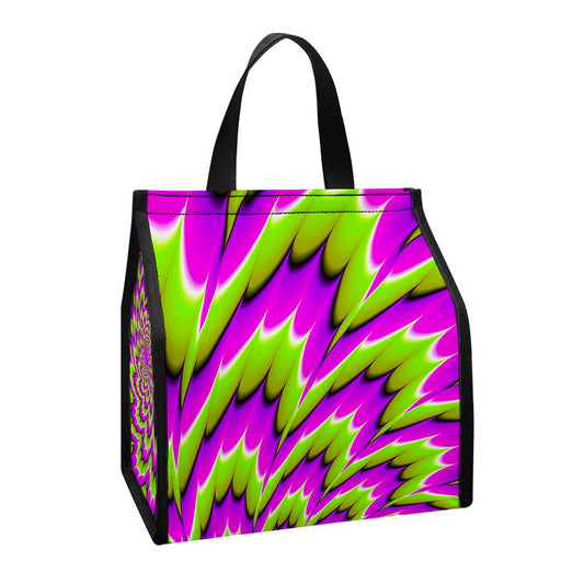 Green Explosion Moving Optical Illusion Insulated Lunch Tote