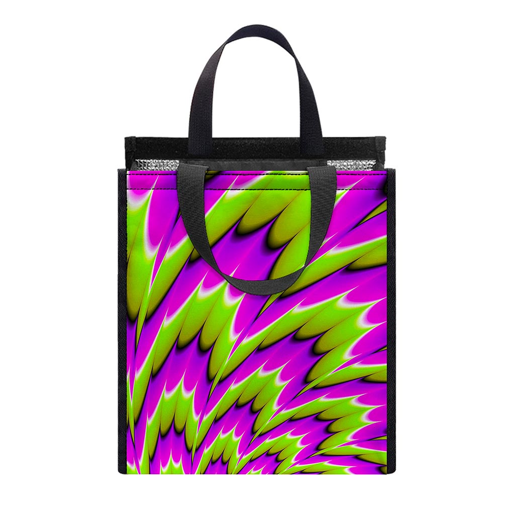 Green Explosion Moving Optical Illusion Insulated Lunch Tote