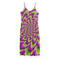 Green Explosion Moving Optical Illusion Jersey Midi Cami Dress