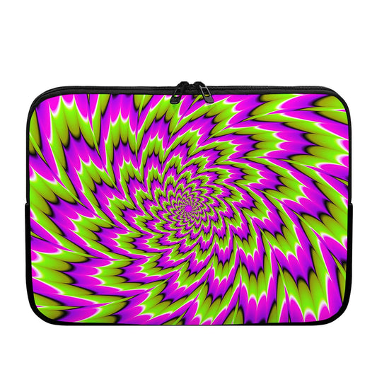 Green Explosion Moving Optical Illusion Laptop Sleeve