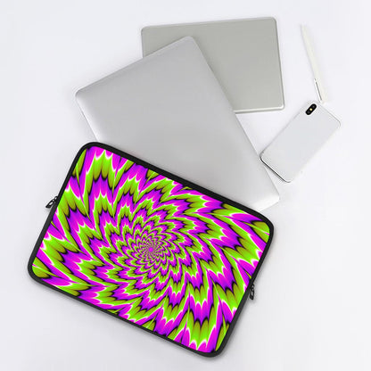 Green Explosion Moving Optical Illusion Laptop Sleeve