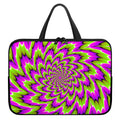 Green Explosion Moving Optical Illusion Laptop Sleeve With Handle