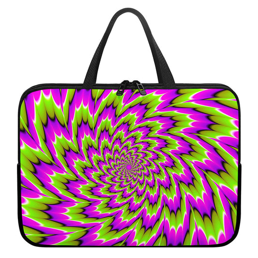 Green Explosion Moving Optical Illusion Laptop Sleeve With Handle