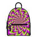 Green Explosion Moving Optical Illusion Leather Backpack