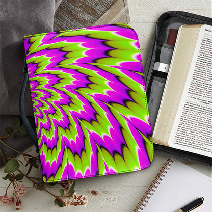 Green Explosion Moving Optical Illusion Leather Bible Cover
