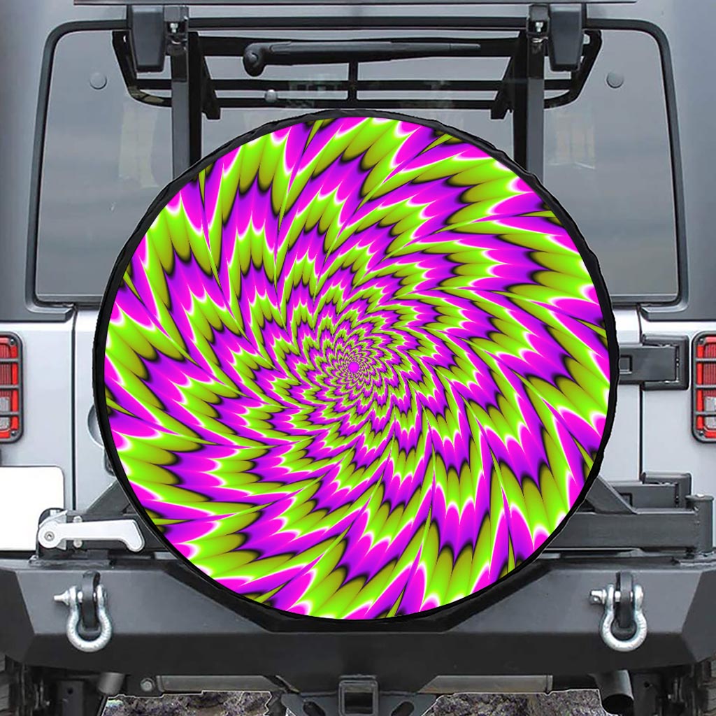 Green Explosion Moving Optical Illusion Leather Spare Tire Cover