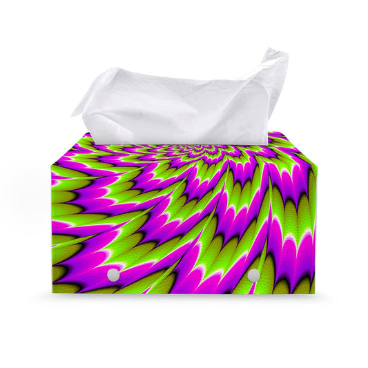 Green Explosion Moving Optical Illusion Leather Tissue Box Cover