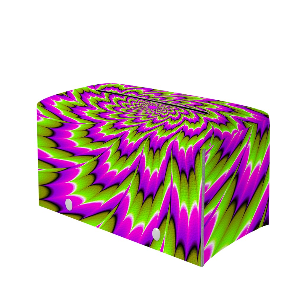 Green Explosion Moving Optical Illusion Leather Tissue Box Cover