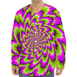 Green Explosion Moving Optical Illusion Long Sleeve Baseball Jersey