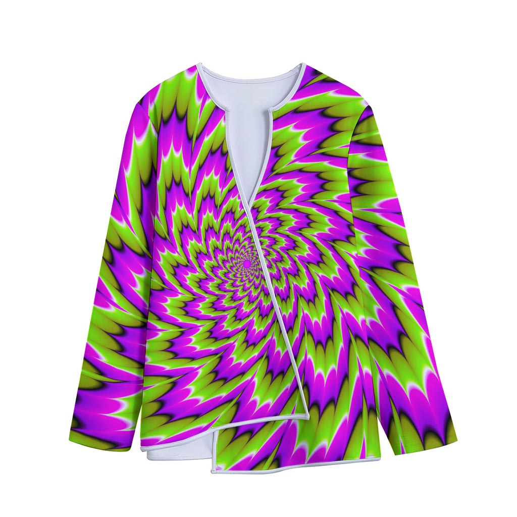 Green Explosion Moving Optical Illusion Long Sleeve Short Coat