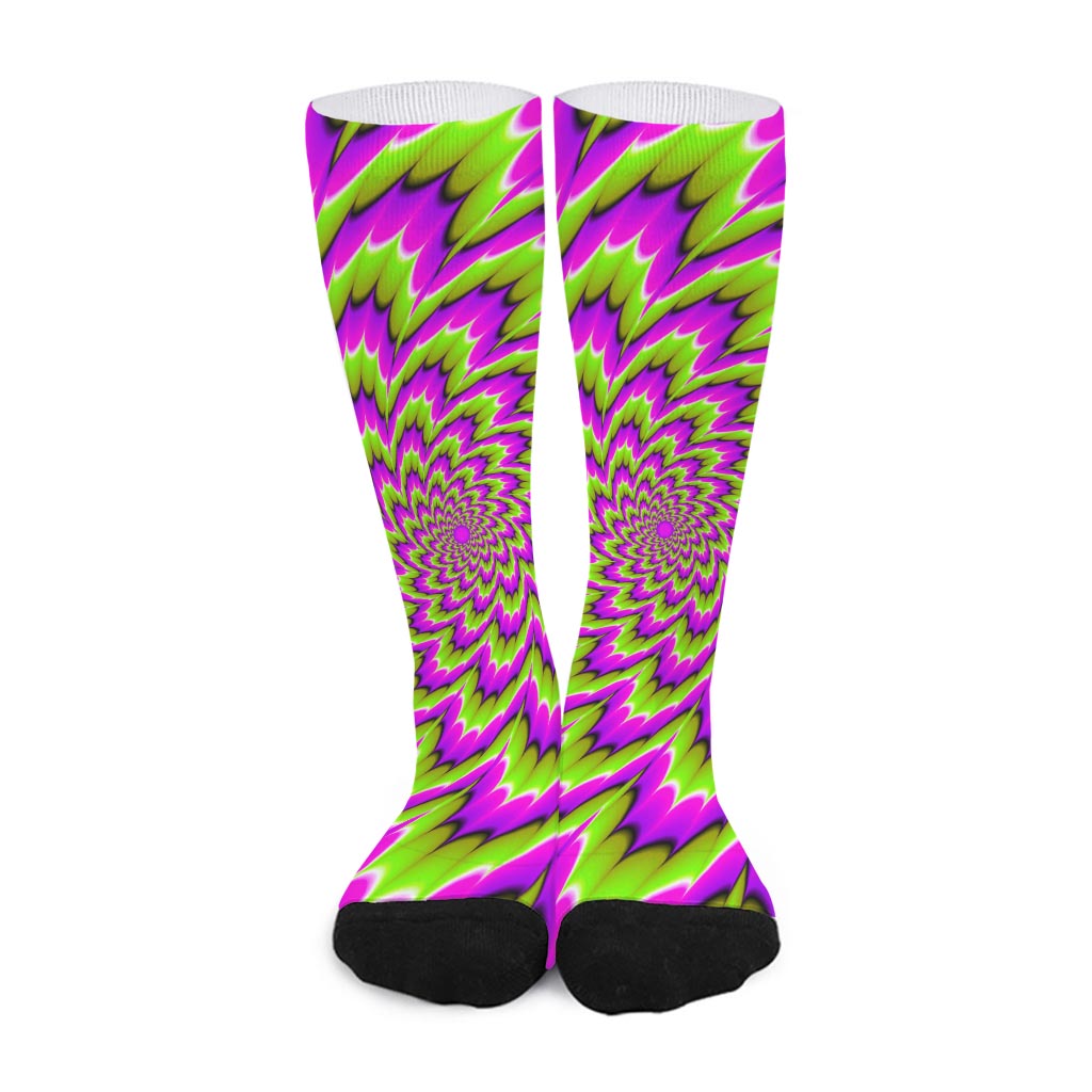 Green Explosion Moving Optical Illusion Long Socks