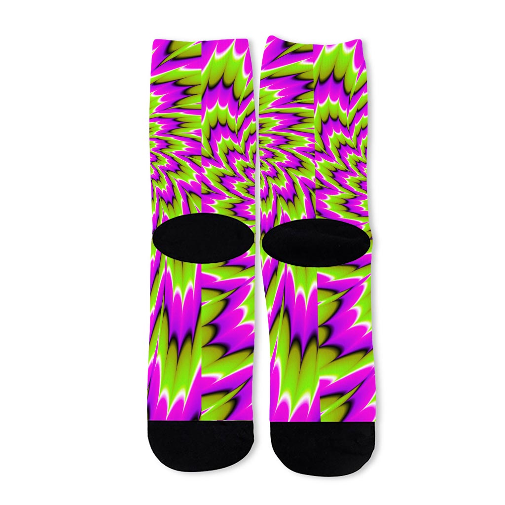 Green Explosion Moving Optical Illusion Long Socks