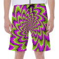 Green Explosion Moving Optical Illusion Men's Beach Shorts