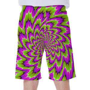 Green Explosion Moving Optical Illusion Men's Beach Shorts