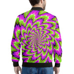 Green Explosion Moving Optical Illusion Men's Bomber Jacket