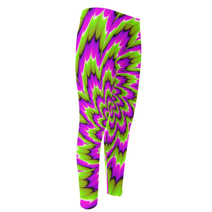 Green Explosion Moving Optical Illusion Men's Compression Pants