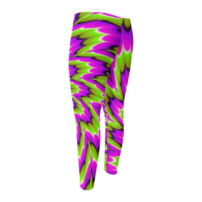 Green Explosion Moving Optical Illusion Men's Compression Pants