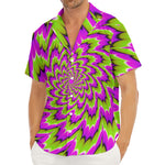 Green Explosion Moving Optical Illusion Men's Deep V-Neck Shirt