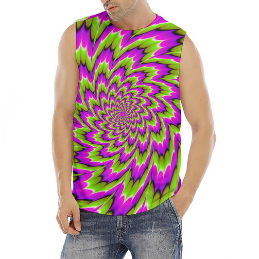 Green Explosion Moving Optical Illusion Men's Fitness Tank Top