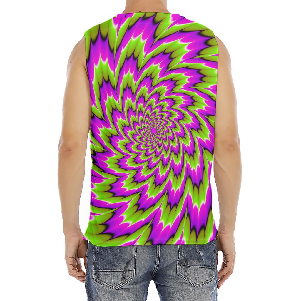 Green Explosion Moving Optical Illusion Men's Fitness Tank Top