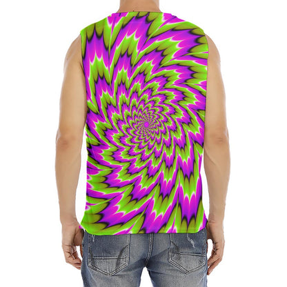 Green Explosion Moving Optical Illusion Men's Fitness Tank Top