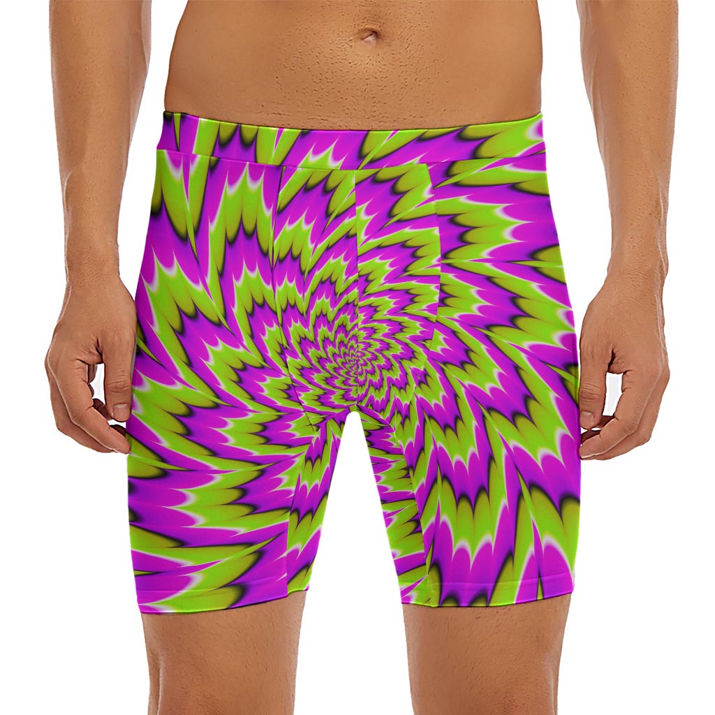 Green Explosion Moving Optical Illusion Men's Long Boxer Briefs