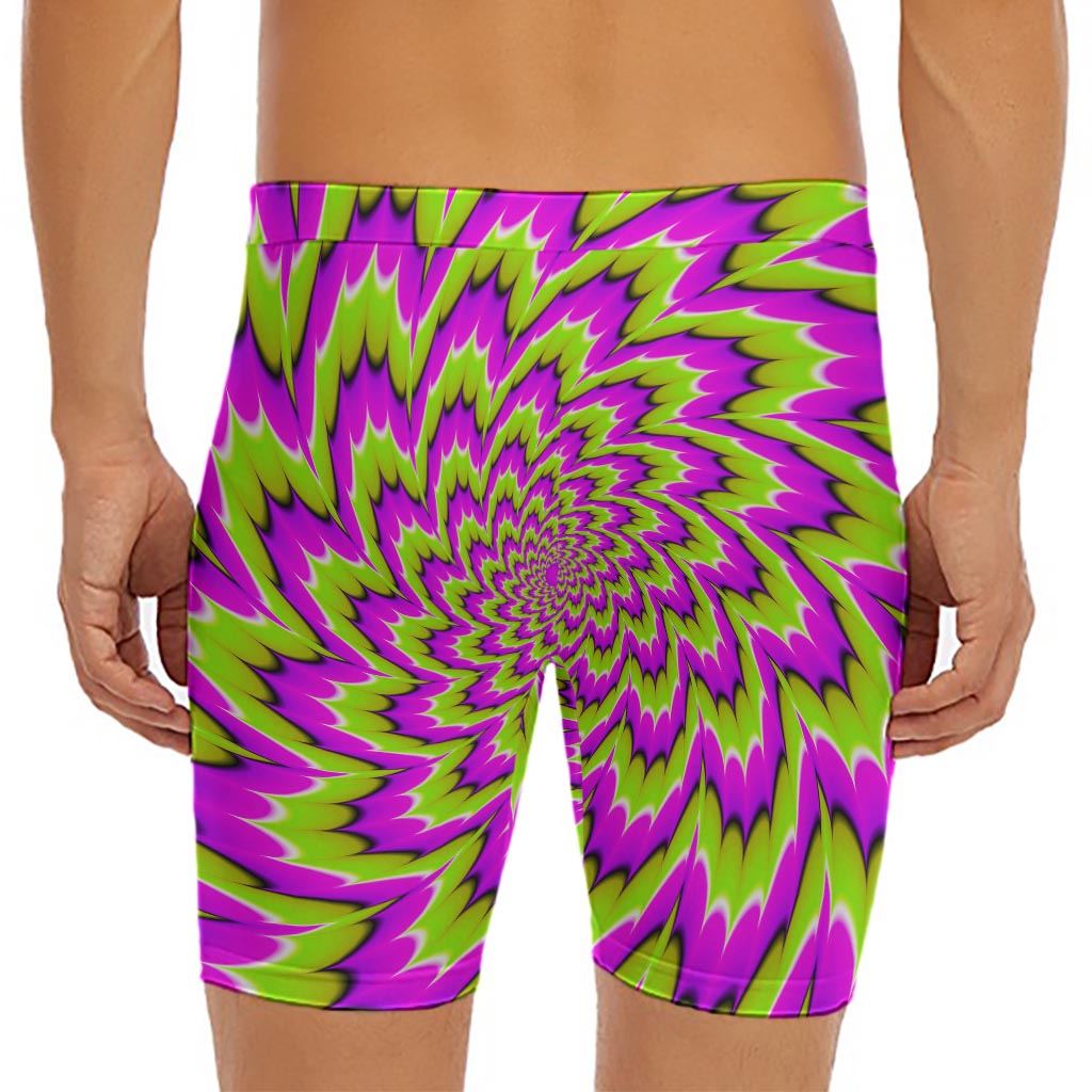 Green Explosion Moving Optical Illusion Men's Long Boxer Briefs