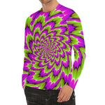 Green Explosion Moving Optical Illusion Men's Long Sleeve Rash Guard