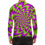 Green Explosion Moving Optical Illusion Men's Long Sleeve Rash Guard