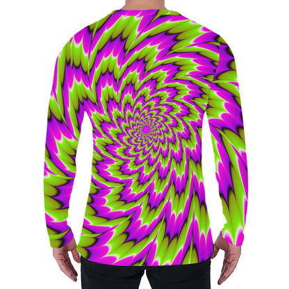 Green Explosion Moving Optical Illusion Men's Long Sleeve T-Shirt