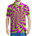 Green Explosion Moving Optical Illusion Men's Polo Shirt