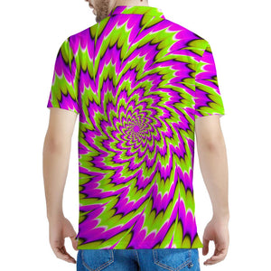 Green Explosion Moving Optical Illusion Men's Polo Shirt